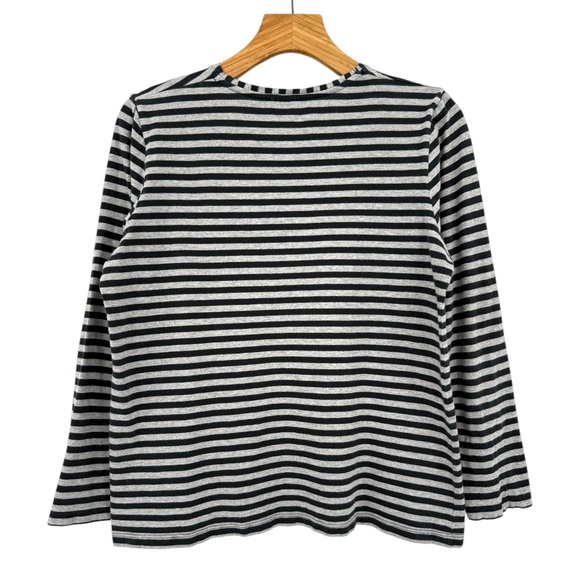 Gudrun Sjoden Organic Cotton Striped Essential Top in Black Grey Size M - Picture 2 of 9